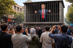 iran-pamerkan-instalasi-trump-di-balik-jeruji